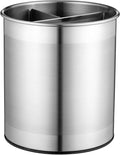 Extra-Large Stainless Steel Kitchen Utensil Holder - 360¡ã Rotating Utensil Caddy - Weighted Base for Stability - Utensil Crock With Removable Divider for Easy Cleaning - Countertop Utensil Organizer.