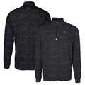 Men's Cutter & Buck Black Texas Longhorns Traverse Camo Print Stretch Quarter-Zip Pullover Top