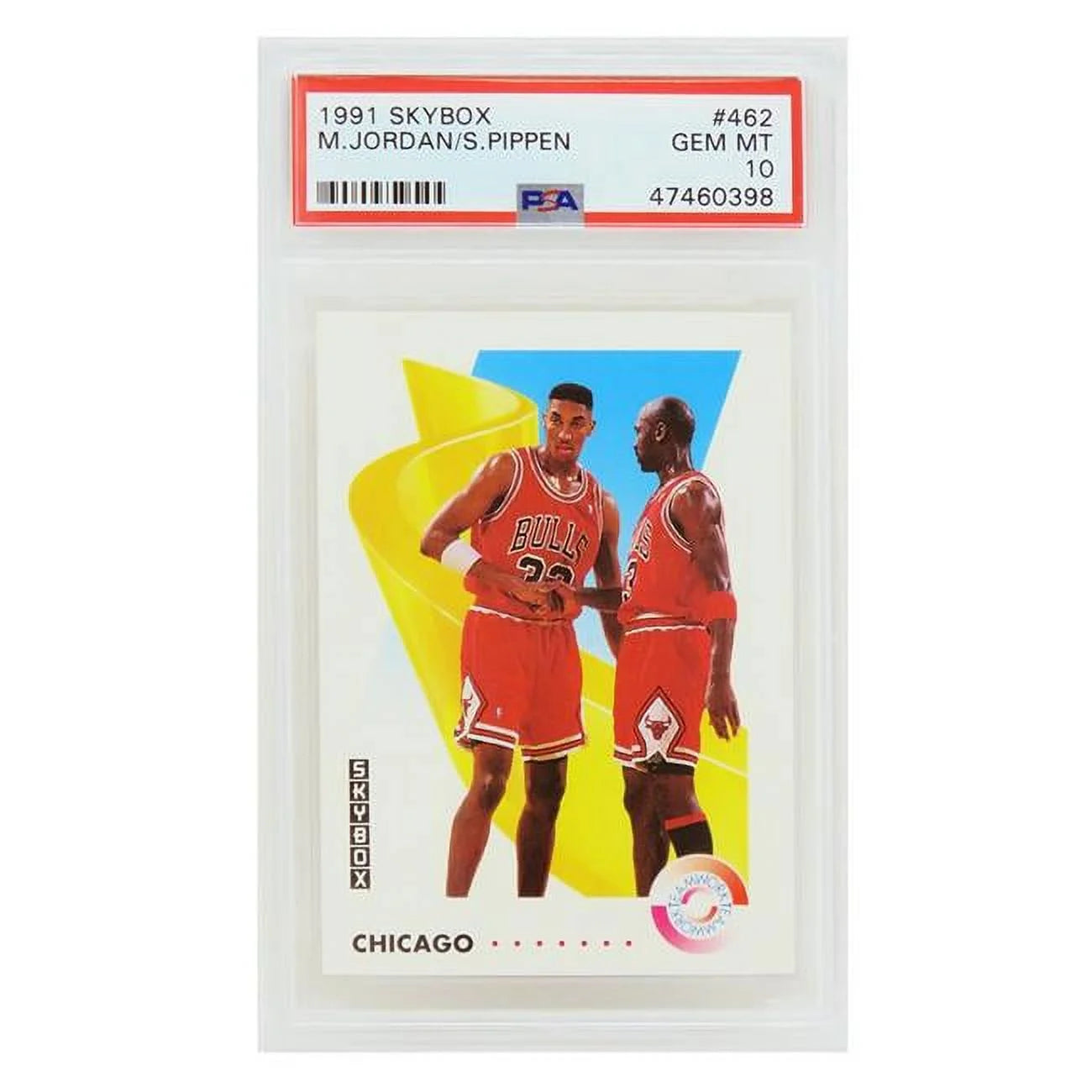 Schwartz Sports Memorabilia  Michael Jordan & Scottie Pippen Chicago Bulls 1991-1992 Skybox Basketball No.462 Trade Card - PSA 10 Gem Mint
