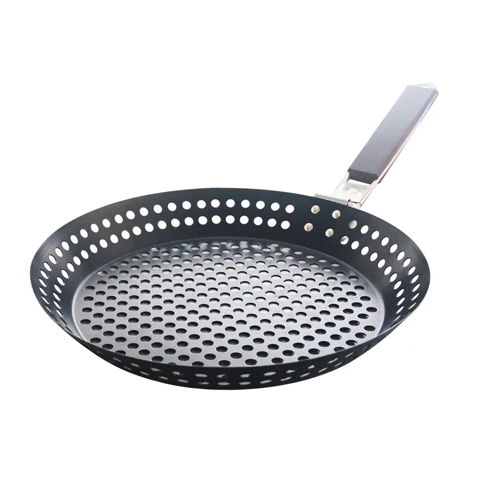 Dazzduo Grilling Skillet,Wooden Handle Pan Handle Pan Removable Pan Topper Barbecue Pan Barbecue Pan Meat Pan Removable Handle Removable Handle Outdoor Topper Barbecue Removable Handle Outdoor Handle