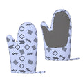 ZNDUO Kitchen Oven Gloves, Durable Heat Resistant Oven Gloves with Quilted Liner Non-Slip Textured Grip Perfect for BBQ, Baking, Cooking and Grilling, Black Line Geometry