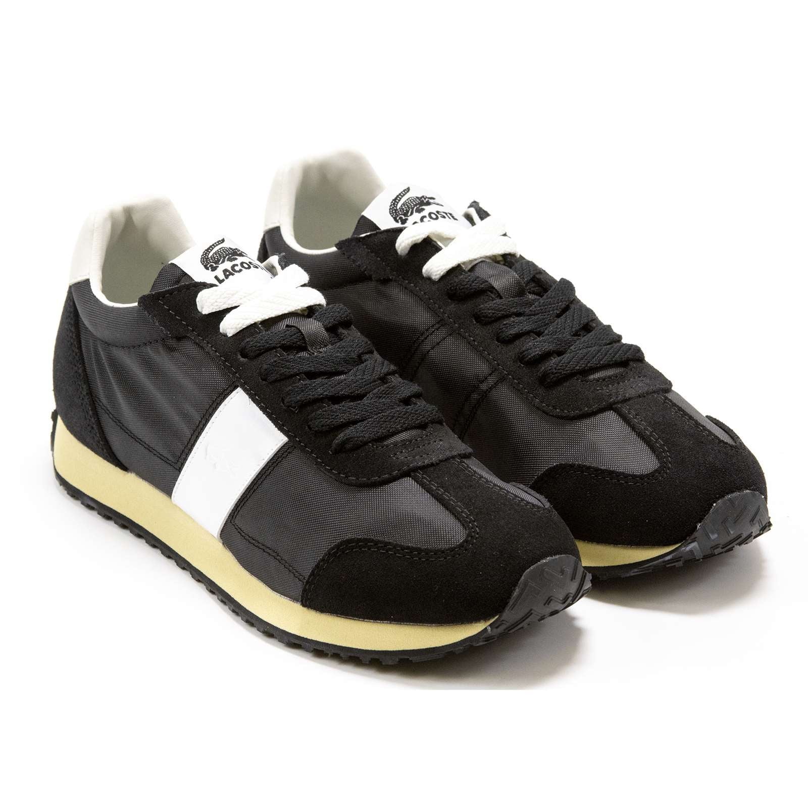 Lacoste Womens Court Pace Sneakers 6 Blk/Off Wht