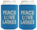 ThisWear Hanukkah Party Supplies Hanukkah Peace Love Latkes 2-Pack Can Coolies Drink Coolers White
