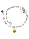 Delight Jewelry Silvertone Mini Yellow Softball - Silver-tone Paw Infinity Link Chain Bracelet, 6+2 Extender