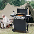 Highsound Outdoor Propane Gas Grill, 34,200 BTU Stainless Steel 4 Burner Barbecue Grill for Camping Party Outdoor Cooking