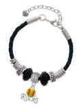 Delight Jewelry Silvertone Enamel Softball ''Rocks'' Granddaughter Celtic Knot Leather Bead Bracelet, 7+2 Extender