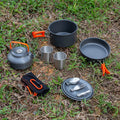 Meterk Camping Cookware Set Lightweight Portable Pan Kettle Cups Spoon Fork Cutter for Picnic Hiking