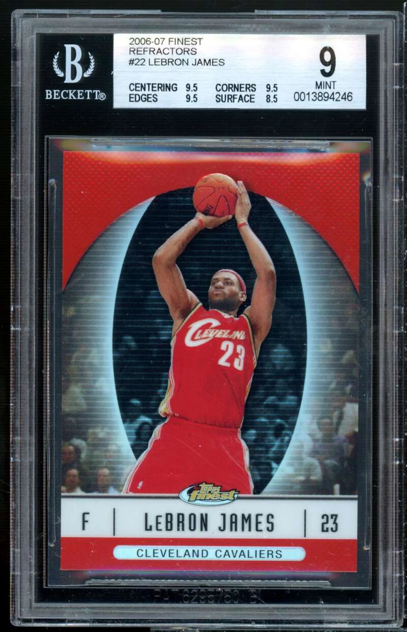 LeBron James Card 2006-07 Finest Refractors #22 BGS 9 (9.5 9.5 9.5 8.5)