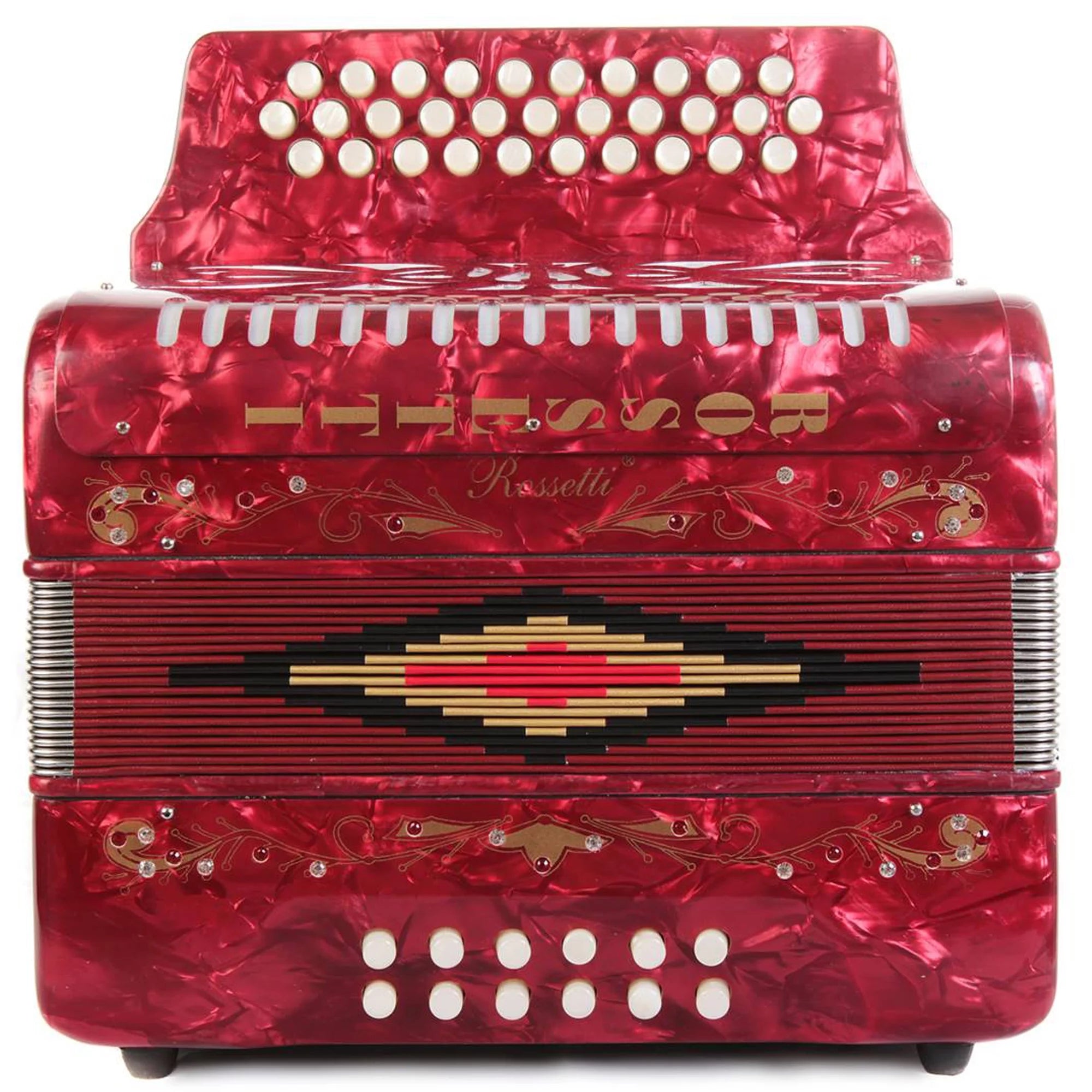 Rossetti 31 Button Accordion 12 Bass FBE, Red