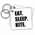 3dRose Eat Sleep Kite - Kitesurfing kiteboarding kitesurfer kiteboarder surf - Key Chains, 2.25 by 2.25-inch, set of 2