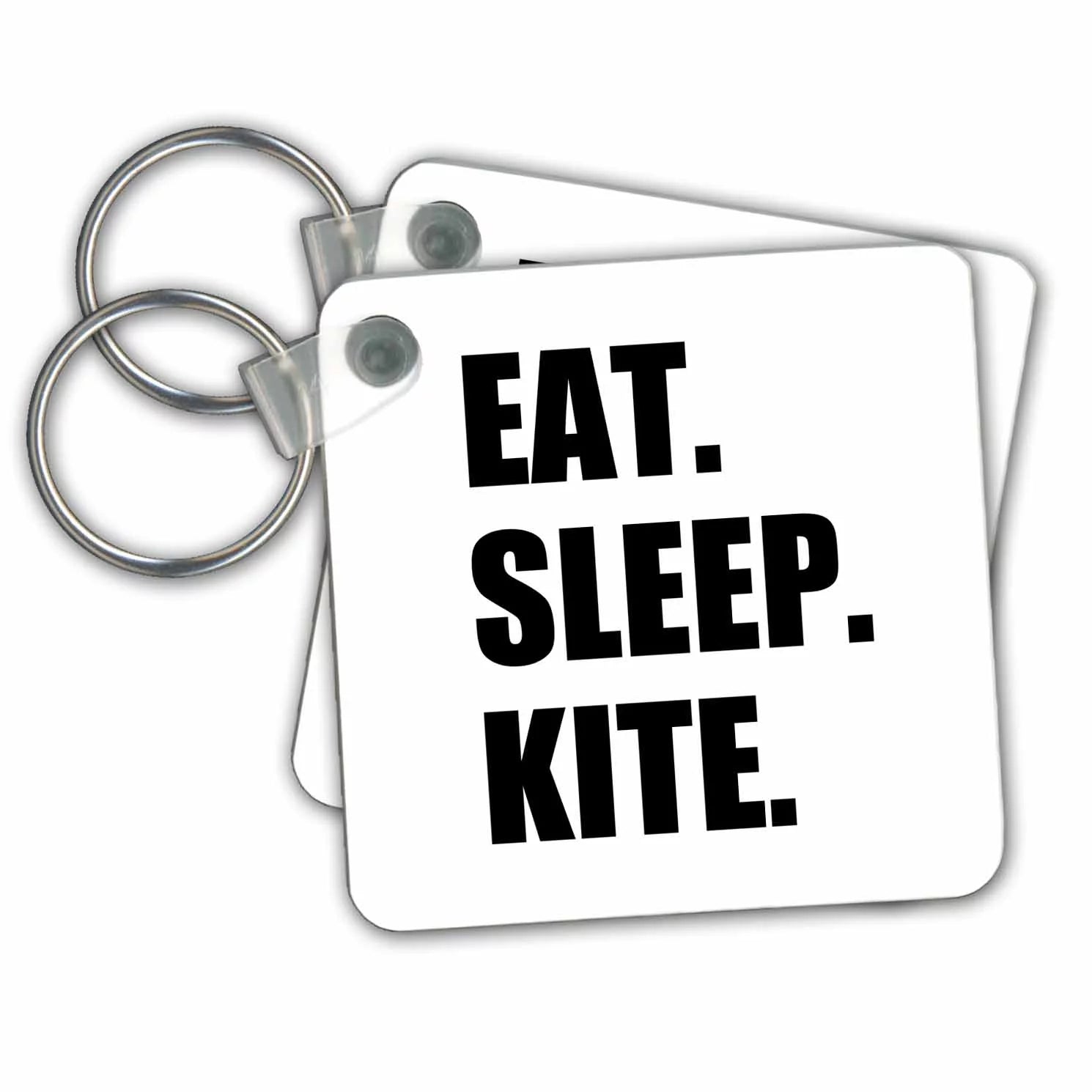 3dRose Eat Sleep Kite - Kitesurfing kiteboarding kitesurfer kiteboarder surf - Key Chains, 2.25 by 2.25-inch, set of 2