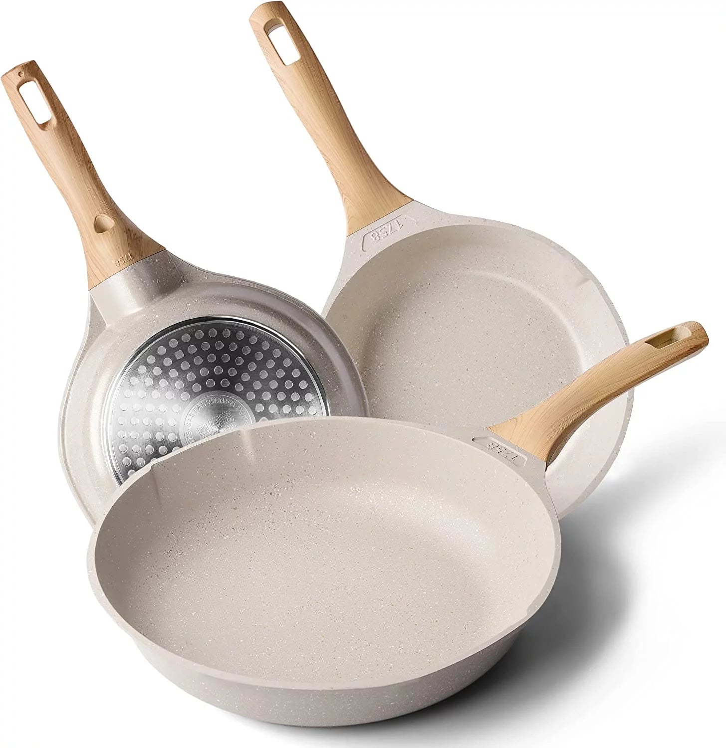 Nonstick Frying Pan Set - Granite Skillet Set  Induction Pans for Cooking Omelette Pan Non-Stick Cookware Set  Healthy Kitchen Skillet Pans Non Sticking Stone Pot and Pan Set (8"  9.5