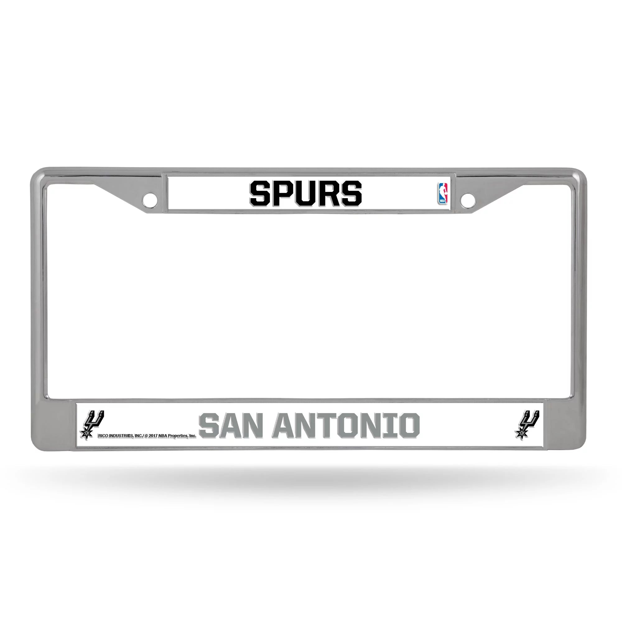 Rico Industries Basketball San Antonio Spurs Premium 12 x 6 Silver Chrome Car/Truck/SUV Auto Accessory