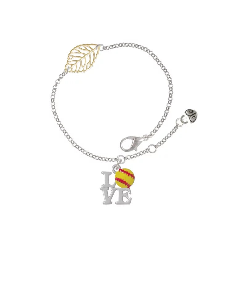 Delight Jewelry Love with Softball - Goldtone Leaf Delicate Bracelet, 6.25+1.75