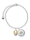Delight Jewelry Goldtone Baseball/Softball Spinner Dome Best Teacher Ever Charm Bracelet