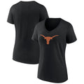 Women's Fanatics Branded Black Texas Longhorns Evergreen Logo V-Neck T-Shirt