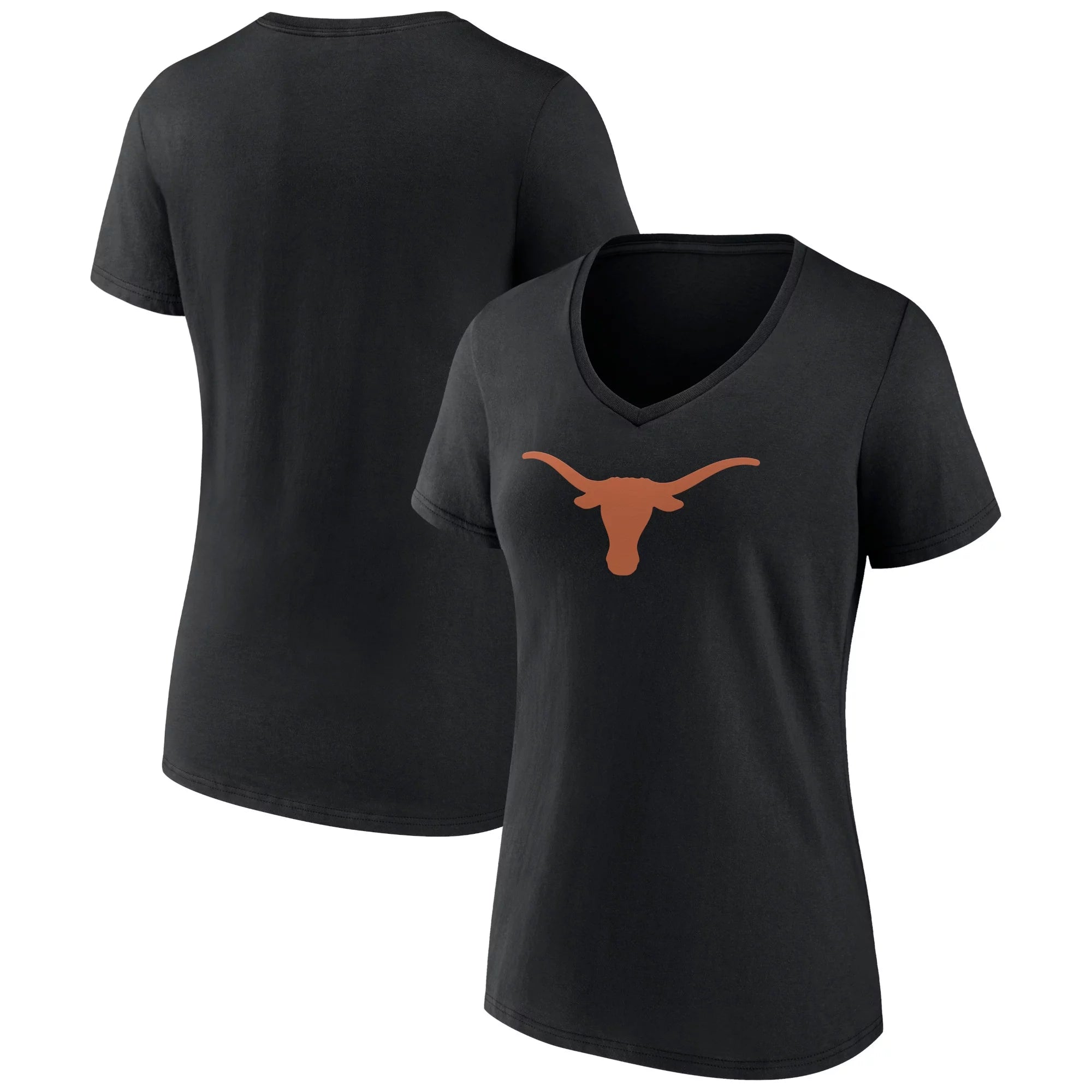 Women's Fanatics Branded Black Texas Longhorns Evergreen Logo V-Neck T-Shirt
