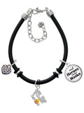 Delight Jewelry Silvertone Hit the Sweet Spot with Yellow Softball Dome Real Heroes Wear Masks Black Rubber Charm Bracelet