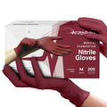 FifthPulse Burgundy Nitrile Disposable Gloves - 200 -M-Powder and Latex Free - Surgical Medical Gloves