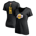 Women's Fanatics Branded LeBron James Black Los Angeles Lakers #6 Playmaker Name & Number V-Neck T-Shirt