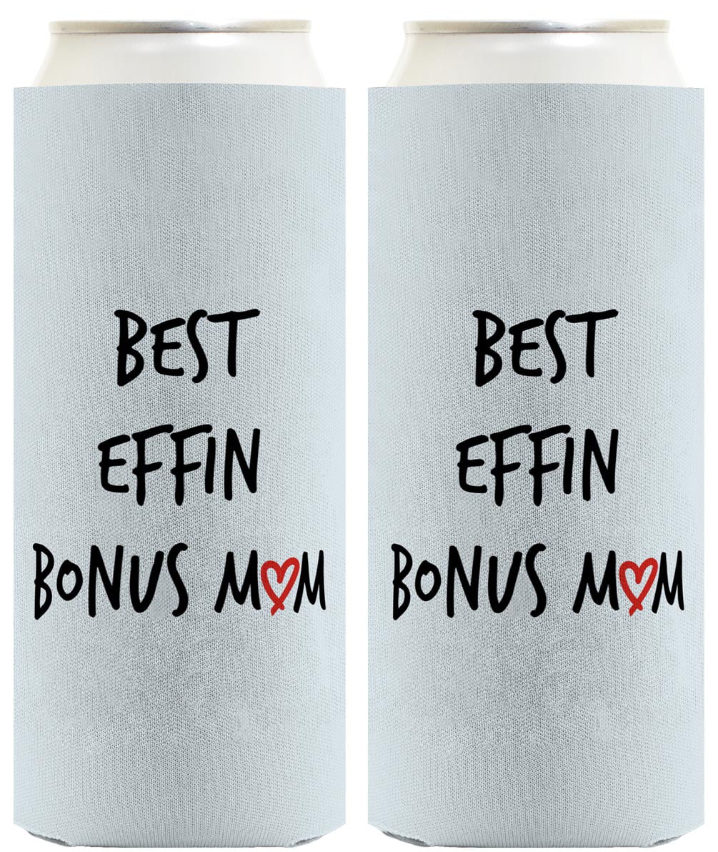 ThisWear Adoptive Mom Gifts for Women Best Effin Bon-s Mom Ever Handwritten Text 2-Pack Ultra Slim Can Coolies Handwritten