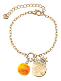 Delight Jewelry Resin 1/2 Softball Goldtone Discover Dream Explore Zoey Charm Bracelet, 6.5+2 Extender