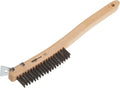 70521 Wire Scratch Brush, Stainless Steel With Curved Wood Handle, 13-3/4-Inch-By-.013-Inch