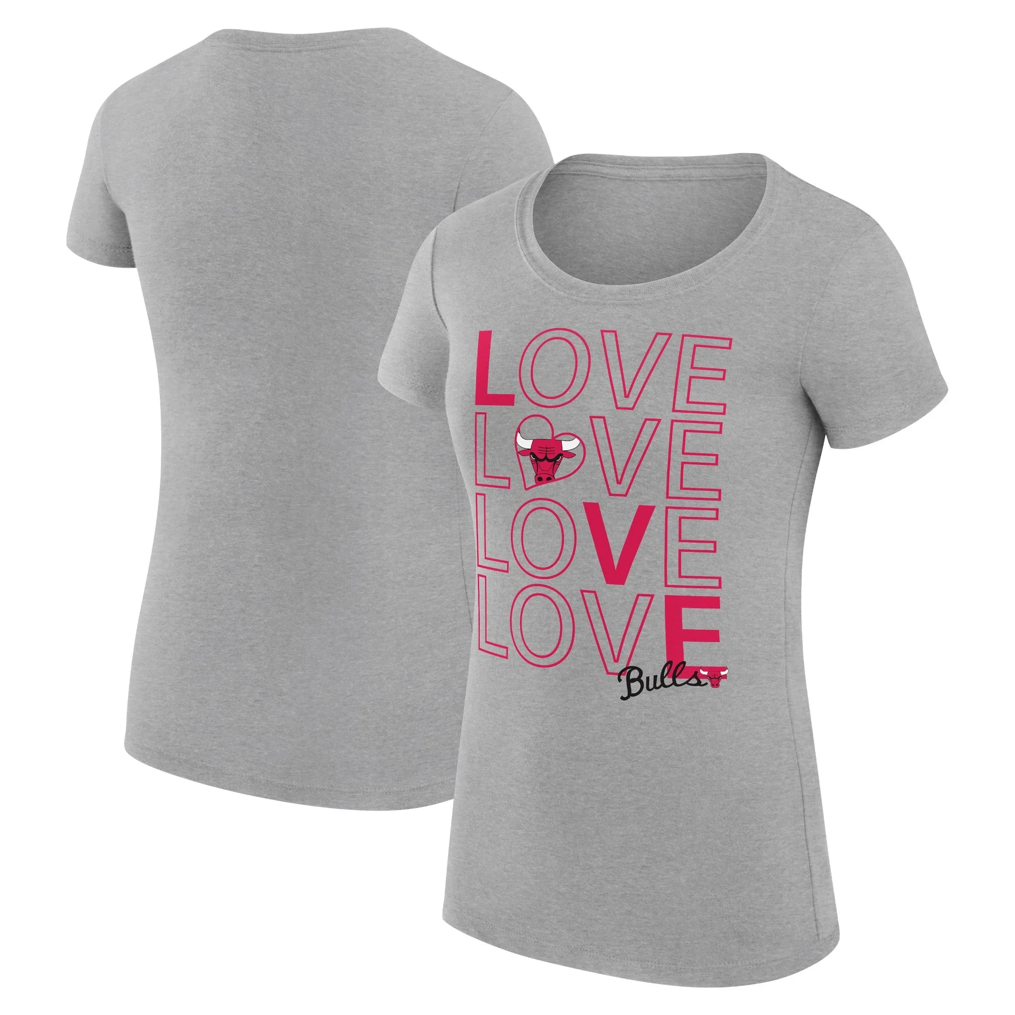 Women's G-III 4Her by Carl Banks Heather Gray Chicago Bulls Basketball Love Fitted T-Shirt
