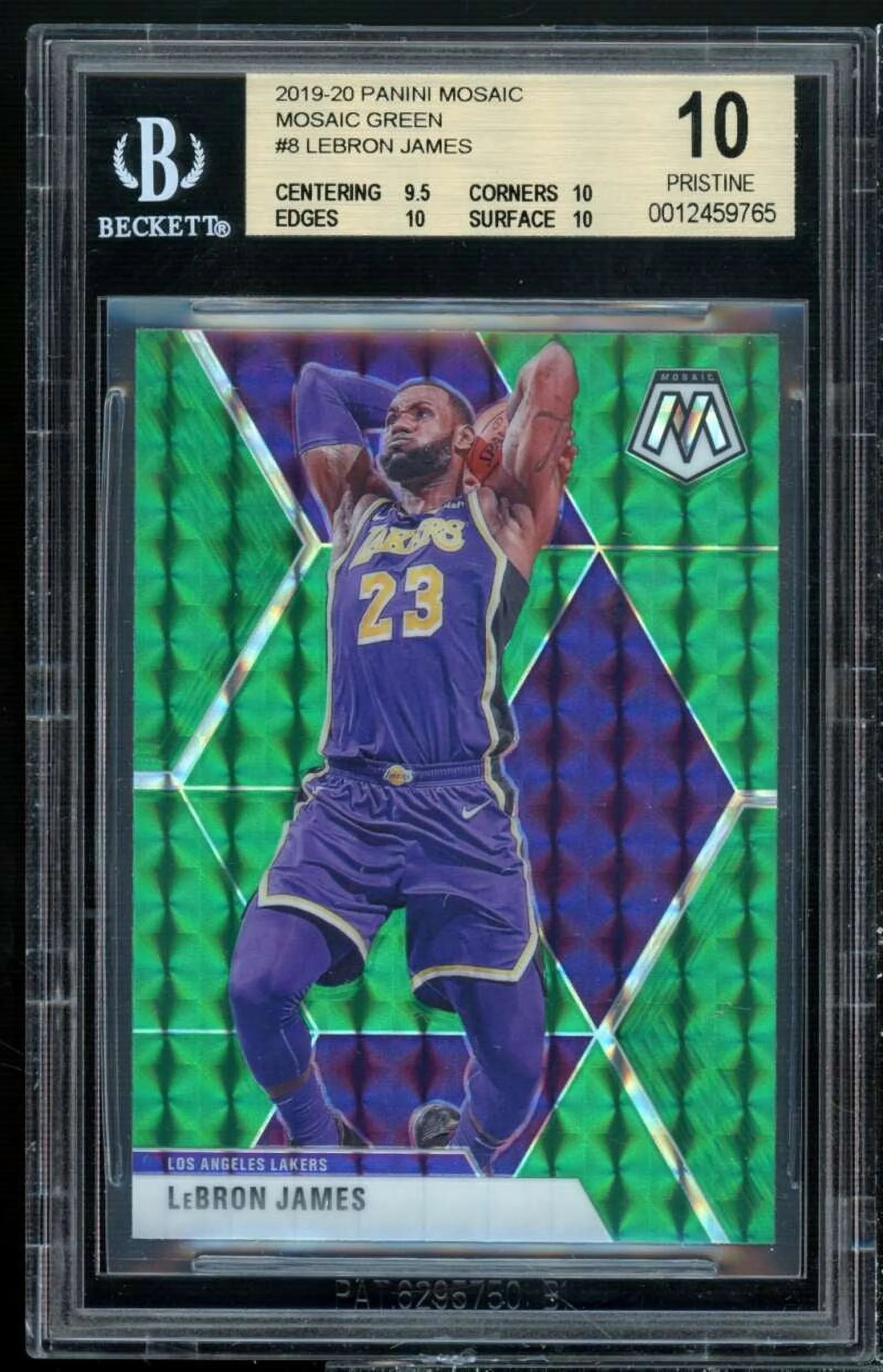LeBron James Card 2020-21 Panini Mosaic Mosaic Green 8 (PRISTINE) BGS 10