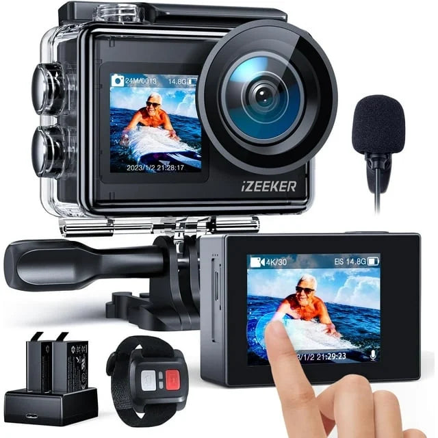 iZEEKER Action Camera iA200 4K 30FPS 24MP, 40M Waterproof Underwater Camera
