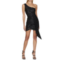 SZXZYGS Womens Dresses 2024 Spring Women's Sleeveless Cover Hip Dress French One Shoulder Sequin Dress 2024 Women Dresses