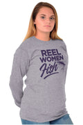 Reel Women Fish Cute Girly Fishing Women's Long Sleeve T Shirt Brisco Brands 2X
