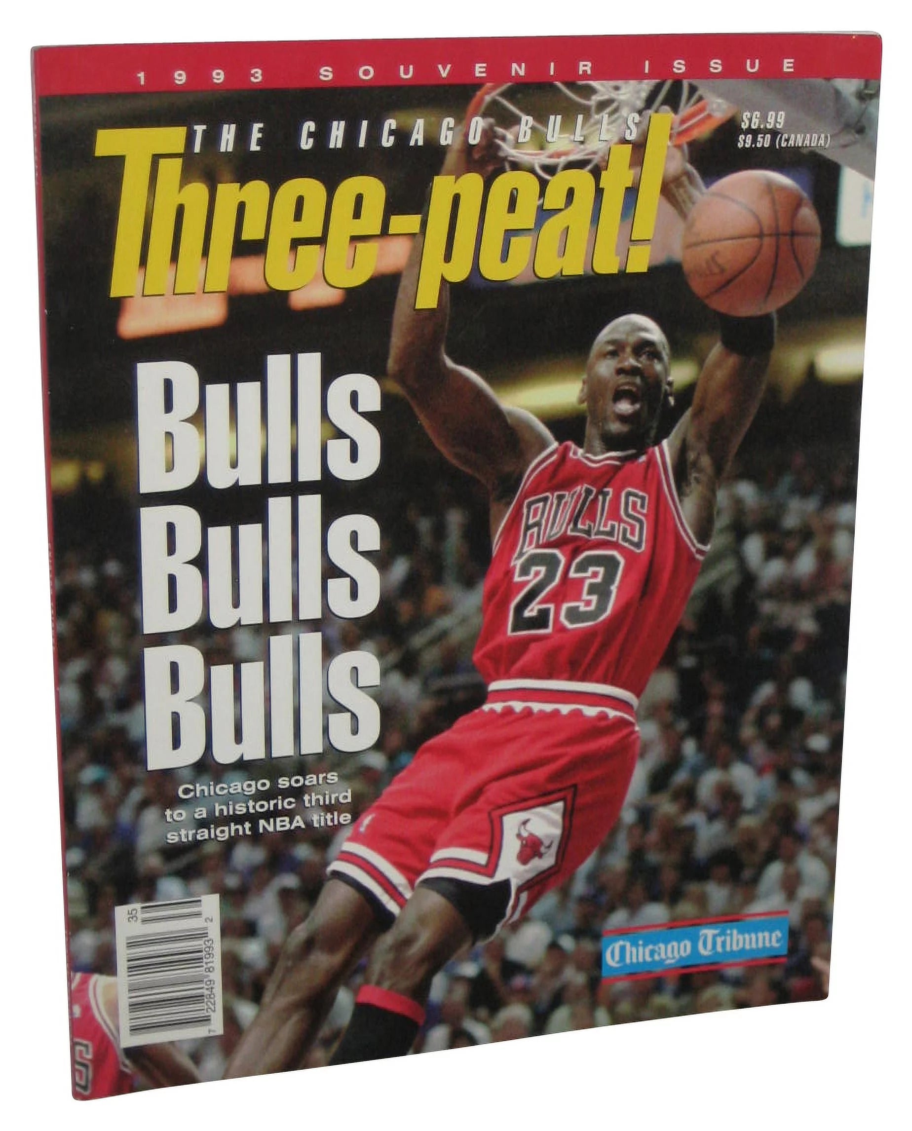 NBA Basketball 1993 Souvenir Issue Three-peat! Bulls Michael Jordan Magazine Book