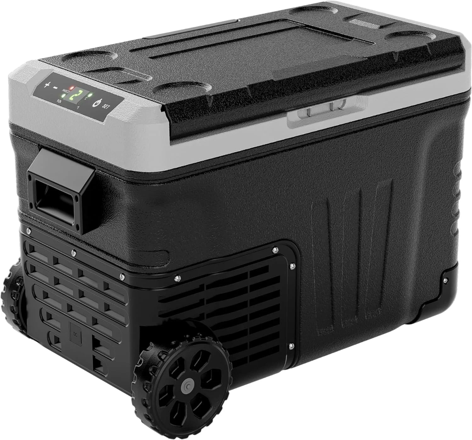 EUHOMY 12 Volt Refrigerator, 37 Quart(35L) Car Fridge Freezer 12V/24V DC 110-240V AC, 12V Portable Refrigerator -4¨H~68¨H, Large Zone Electric Cooler with Wheels & 2 Baskets for RV, Travel, Truck, Boat