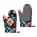 ZNDUO Kitchen Oven Gloves, Durable Heat Resistant Oven Gloves with Quilted Liner Non-Slip Textured Grip Perfect for BBQ, Baking, Cooking and Grilling, Orange Flowers