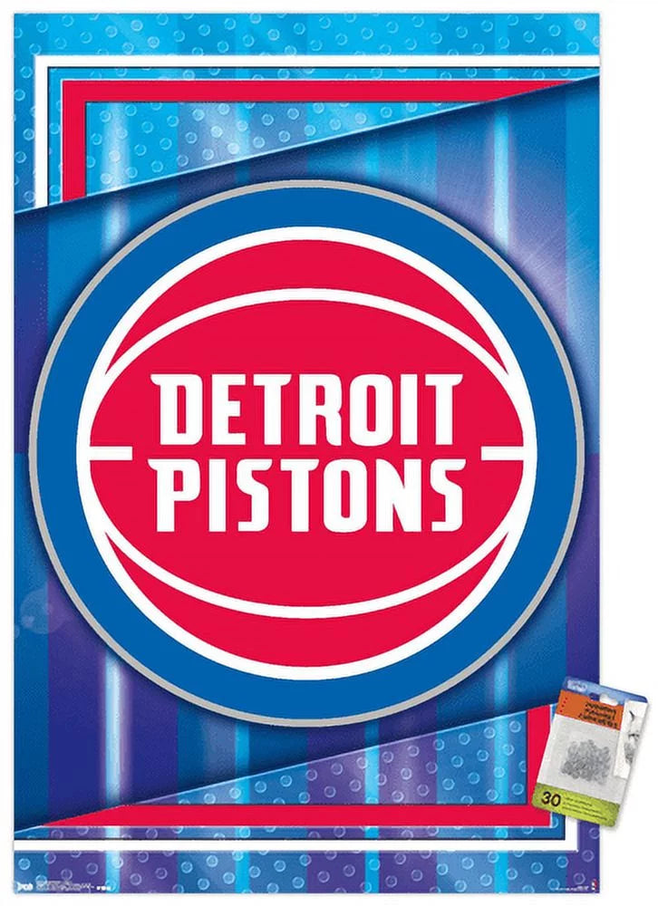 NBA Detroit Pistons - Logo 17 Wall Poster with Push Pins, 22.375 x 34
