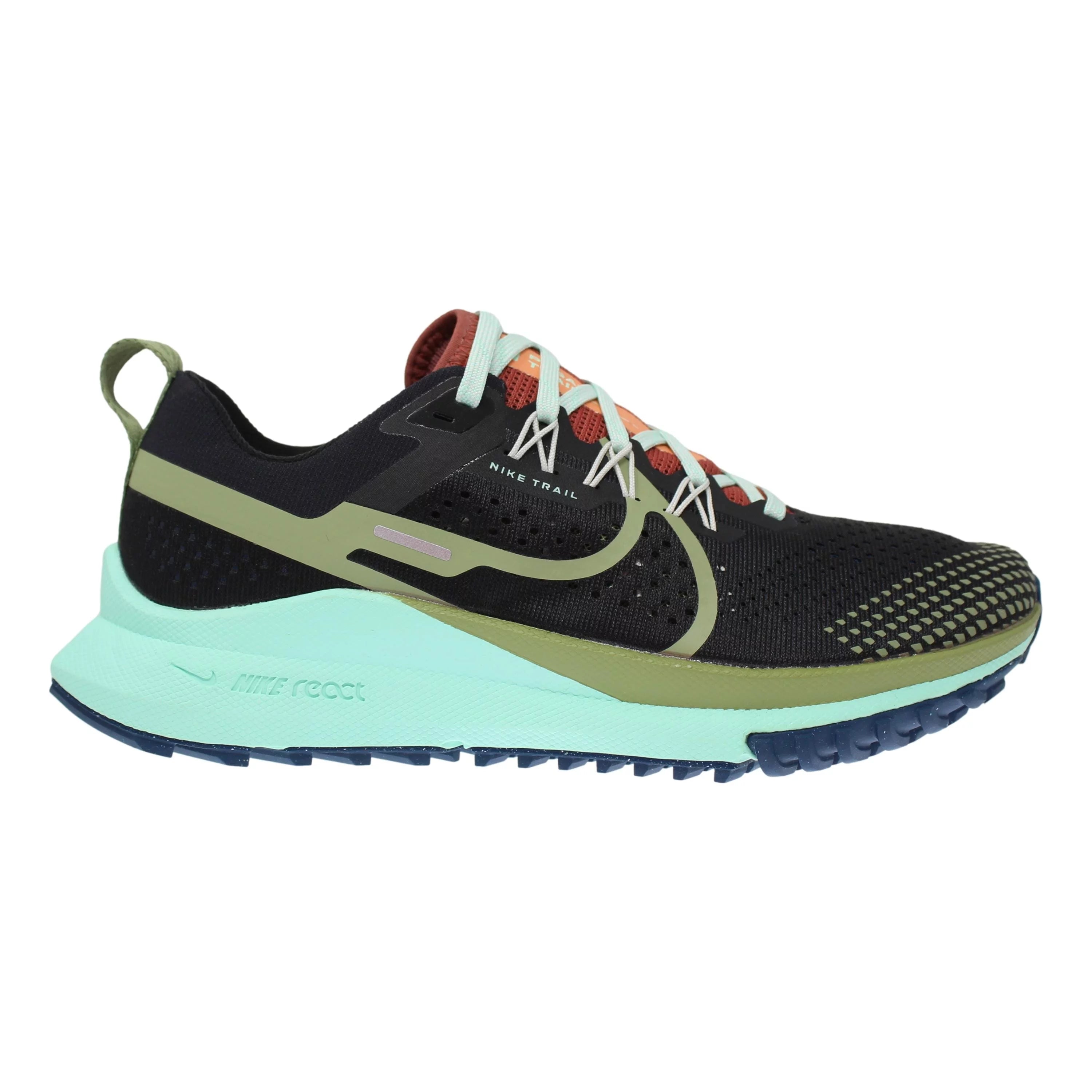 Nike Women's Pegasus React Trail 4 Trail Running Shoe, Black/Green, 7.5