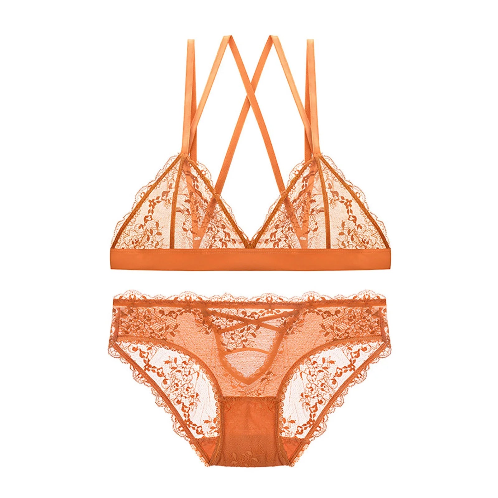 VBARHMQRT Valentines Lingerie Set Plus Size French Sexy Triangle Cup Sexy Ultra Thin Rimless Underwear Hollow Lace Breathable Bra Set Christmas Lingerie Plus Gifts for Women Under 10