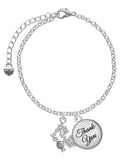 Delight Jewelry Silvertone Hit the Sweet Spot with Softball - Domed Thank You Charm Bracelet, 6+2