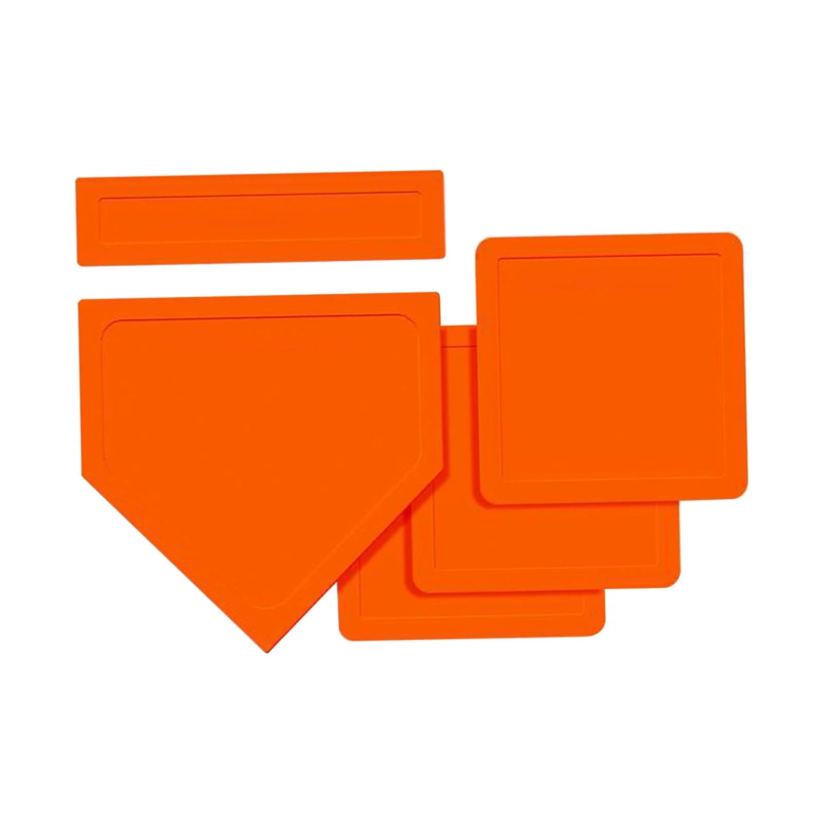 Baseball Softball Base Set Throw Down Rubber Base Set Exercise Home Plate Pitcher Rubber Practice Training Equipment for Softball Teeball Orange