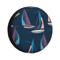 DouZhe Waterproof Spare Tire Cover, Ocean Beach Sailboat Surfing Prints Adjustable Wheel Covers Fit for Jeep Trailer RV SUV Car, 15 inch