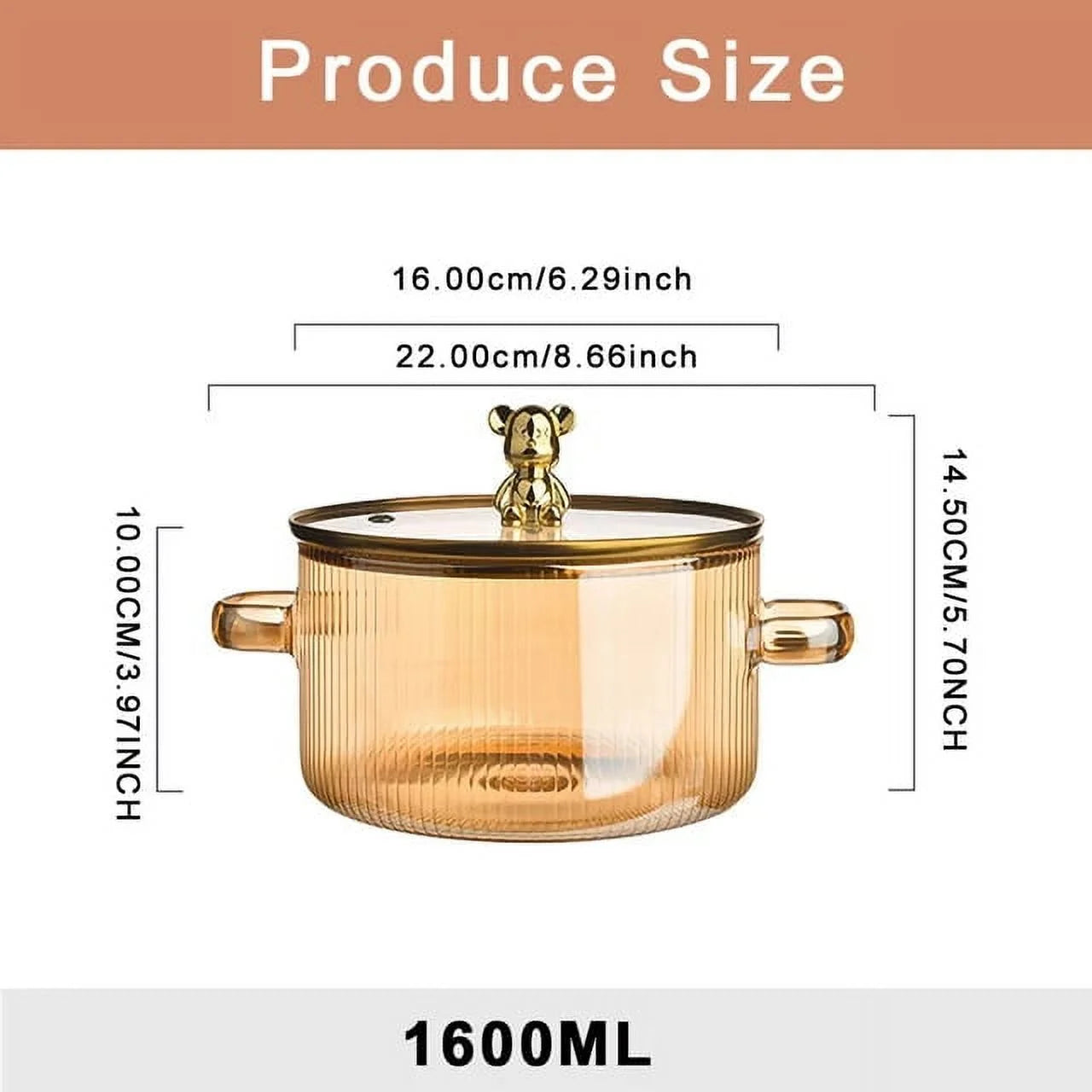 Cute 2024 For For Bear glass soup boiler stove cooking pot with lid heatproof glass saucepan amphora instant noodle pot saucepan kitchenware