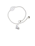 Delight Jewelry Heart with ''Softball'' and AB Crystal - Silvertone Leaf Delicate Bracelet, 6.25+1.75