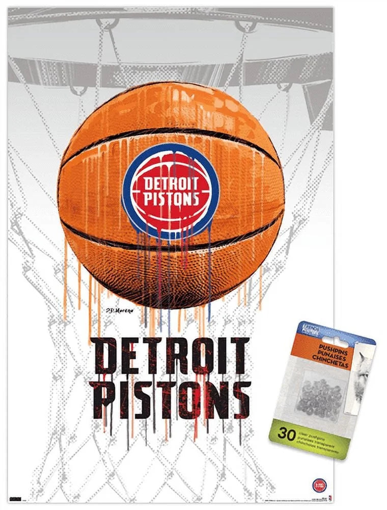NBA Detroit Pistons - Drip Basketball 21 14.72 x 22.37 Poster, by Trends International