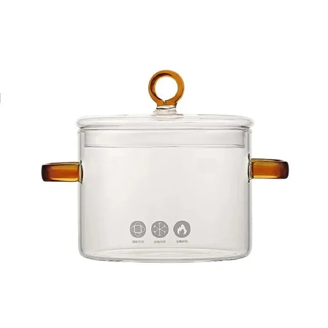 Soup Pot Heat Resistant Microwave Fire Heating Dual Handles Nonstick Glass Saucepan With Cover Kitchen Cooking Tools