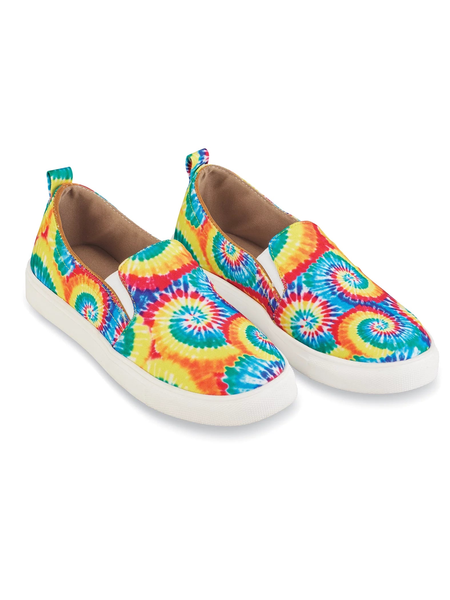 Collections Etc Colorful Tie-Dye Canvas Slip-On Sneakers