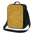 Bingfone Gold Glitter Reusable Insulated Lunch Bag Cooler For Work School Picnic Or Travel