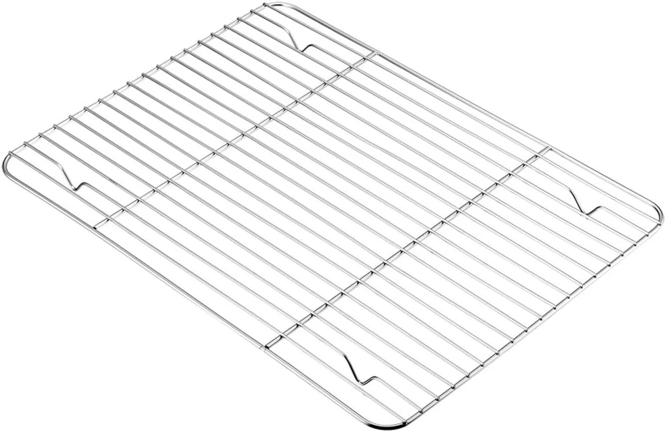 Olibuy Grilling Rack Heavy Duty Wire Grate Oven Roasting Rack 12 x 4.5 inch Rectangle Baking Cooling Steaming with 4 Legs Stainless Steel Rack.