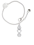 Delight Jewelry Peace - Heart - Softball Silver-tone Rose Link Chain Bracelet, 6.25+1.75 Extender