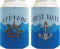 Boating Gifts Captain First Mate Bundle Diving Gifts 2 Pack Can Coolie Drink Coolers Coolies Waves